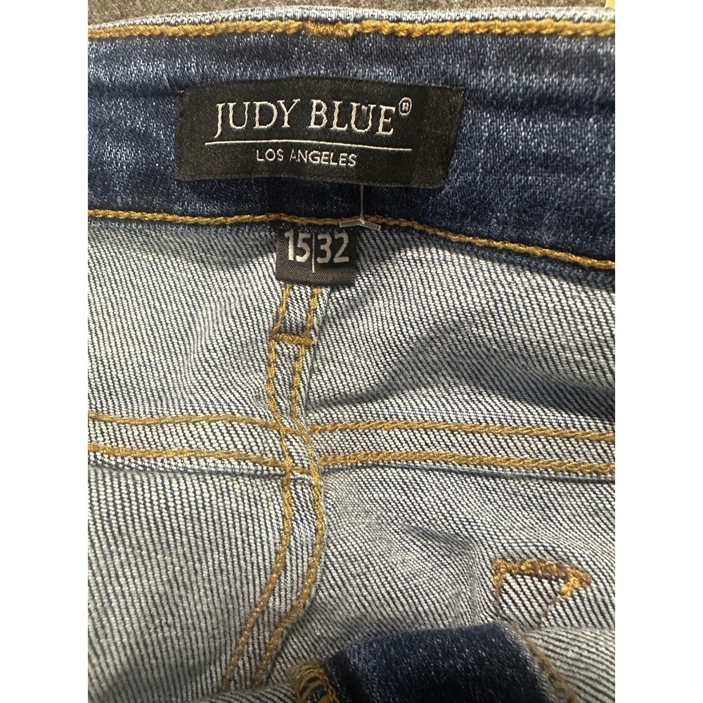 Judy Blue Billie Bleach Splash Boyfriend Jeans Blue High Rise Plus Size 15 / 32 - Picture 7 of 15